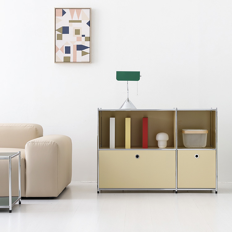 심플리 2x2 수납장 2문 BC616 1150mmx400mmx820mm, 2단, 솔리드베이지 0874.0516 - 상세 이미지 2