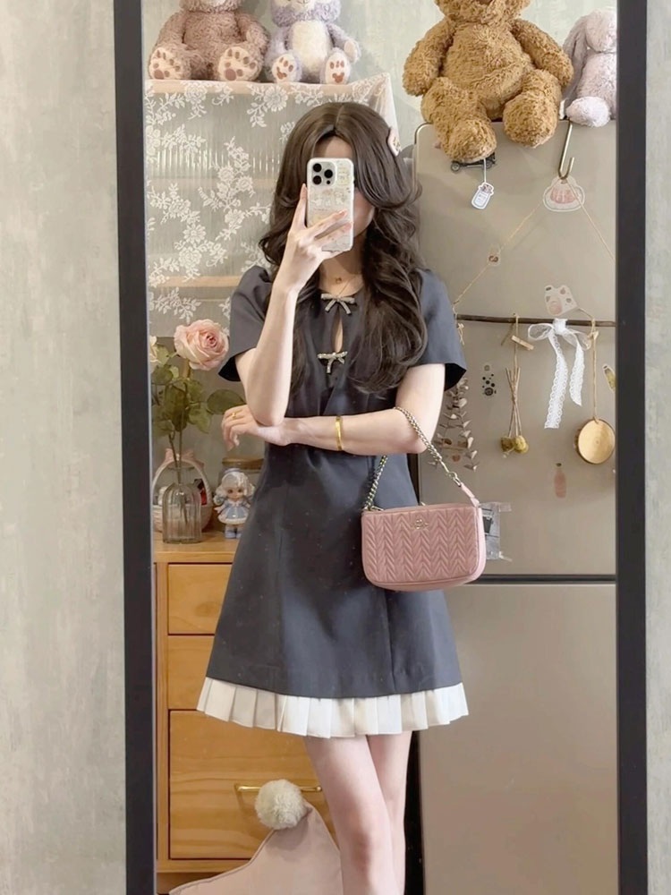 뉴진스 하니 원피스 그레이 패션위크 레이스 하객룩 의상 옷 패션 - 상세 이미지 2
