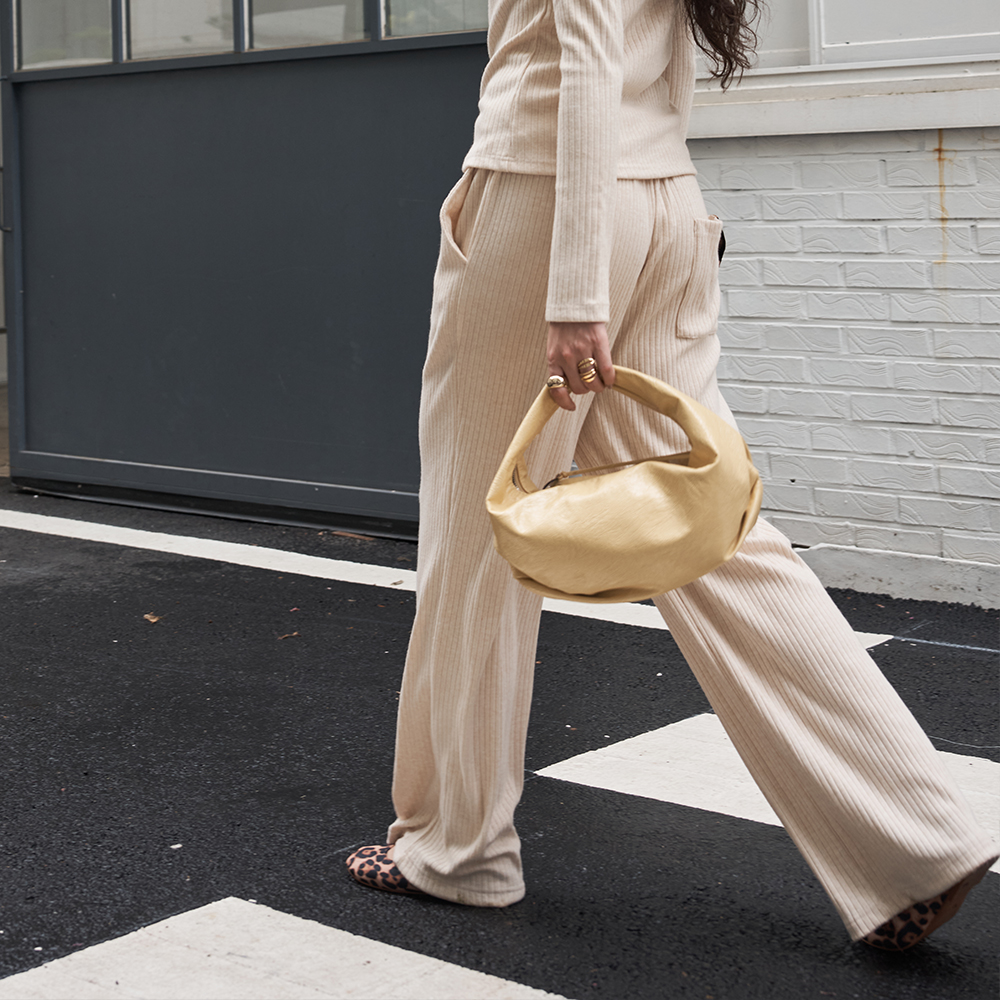 320쇼룸 골지 밴딩 와이드 팬츠 베이지 - 상세 이미지 2