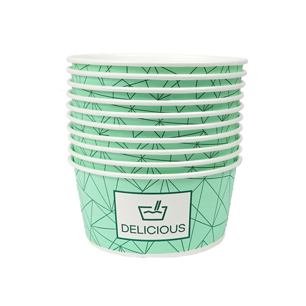 일회용 종이용기 밥그릇 국그릇 컵밥 덮밥용기 그린 520ml 10P - 상품 이미지
