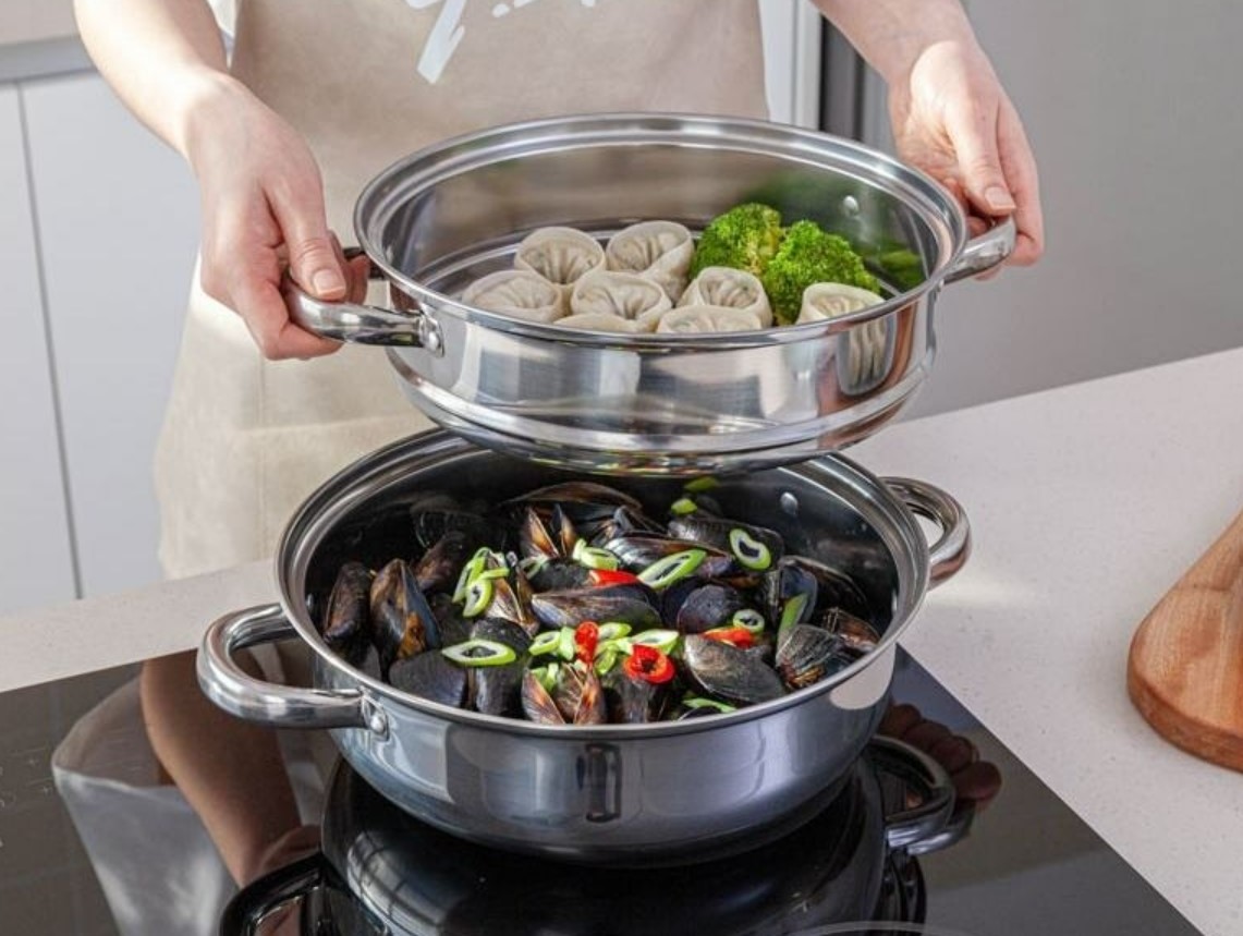 찜냄비 찜솥 인덕션겸용 2단 스텐 대용량 추석 설날 명절 선물세트 - 상품 이미지