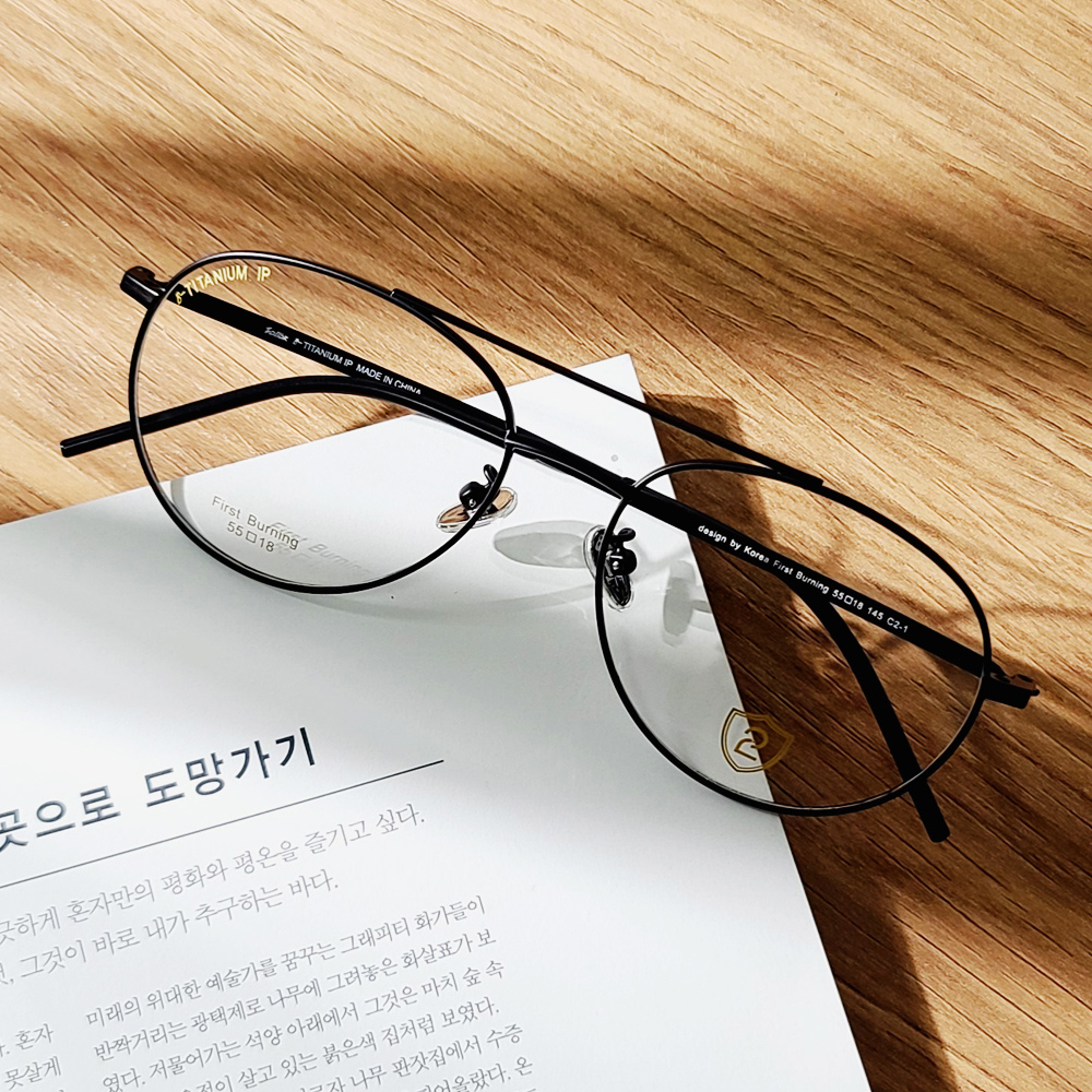 블루라이트차단 빈티지 투브릿지 보잉 티타늄 안경테 오버사이즈