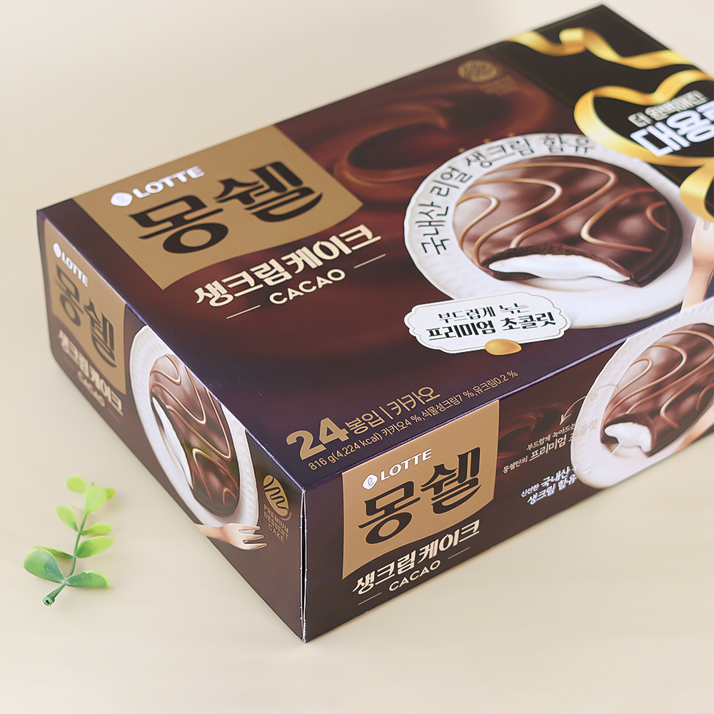 롯데제과 몽쉘 생크림케이크 카카오 대용량패키지 816g : 너만아는과자점