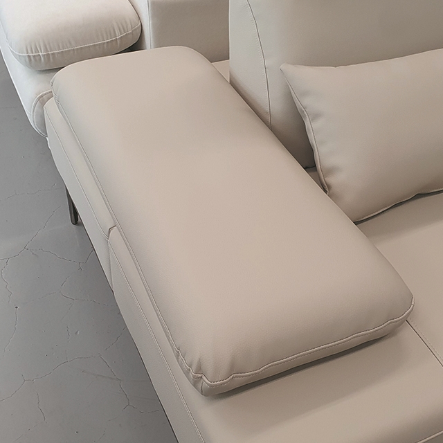 스코나 브로드 실리콘레더 애쉬원목 가죽 스윙 소파 스툴미포함, 라이트베이지, 4인용