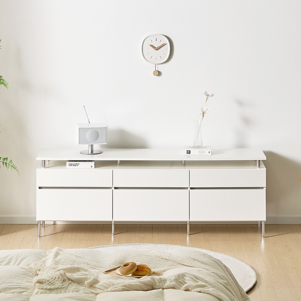 플로 거실장 1800 (상판형/다리형) 화이트 높은 티비다이 tv장 장식장