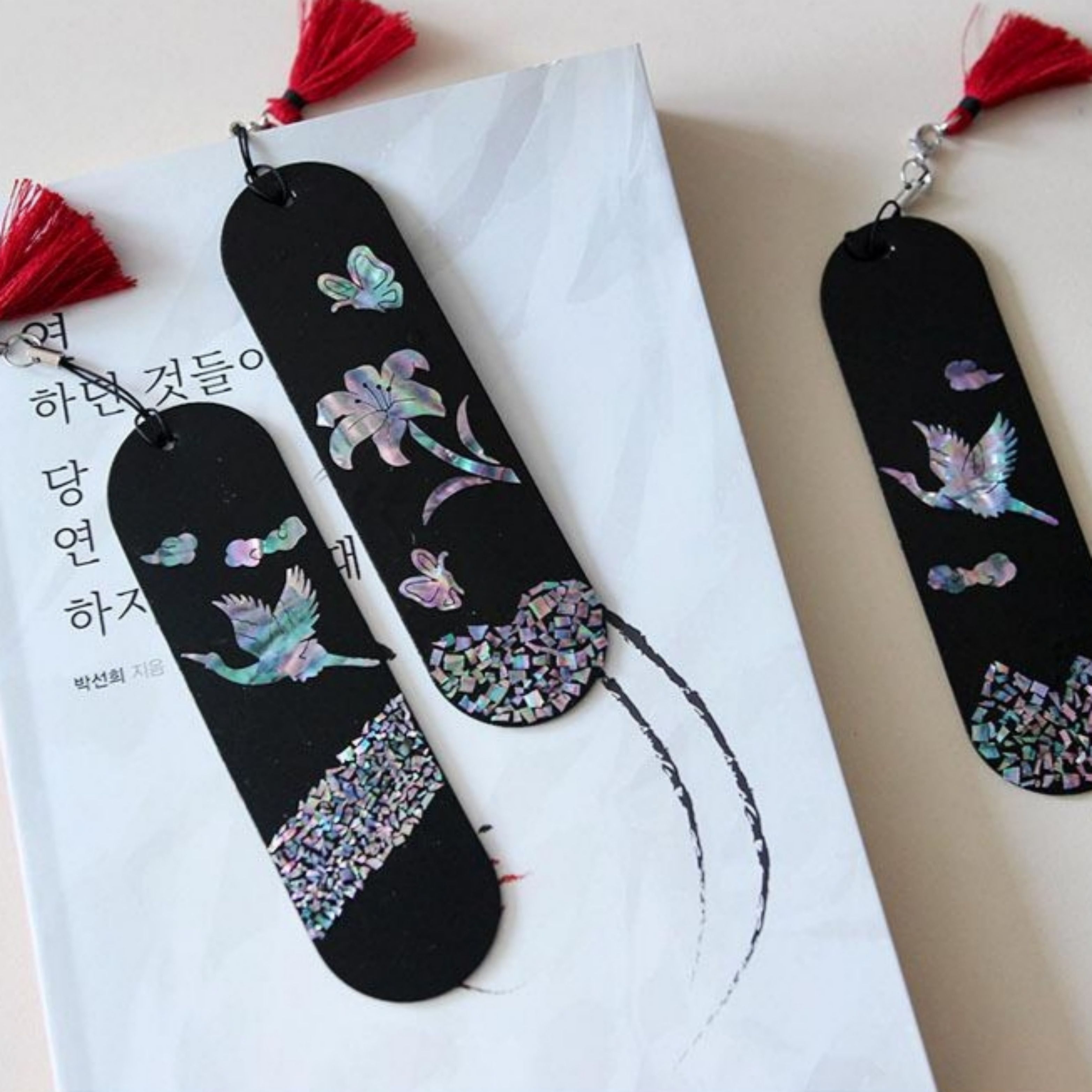 자개 책갈피 만들기 DIY 키트 나전칠기 공예 자석 북마크 한국 전통 기념품 북마커 세트 - 상세 이미지 2