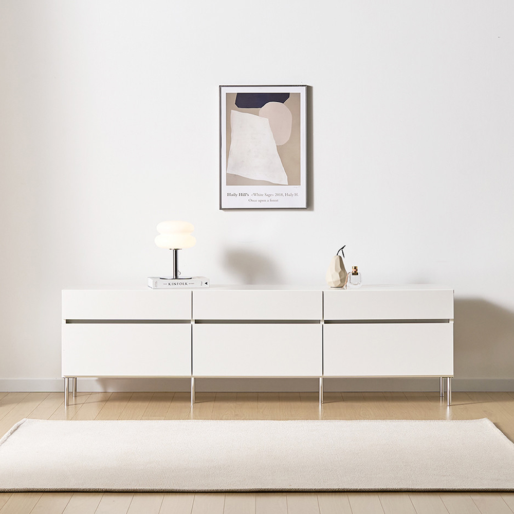 플로 거실장 1800 (다리형) 화이트 높은 티비다이 tv장 장식장