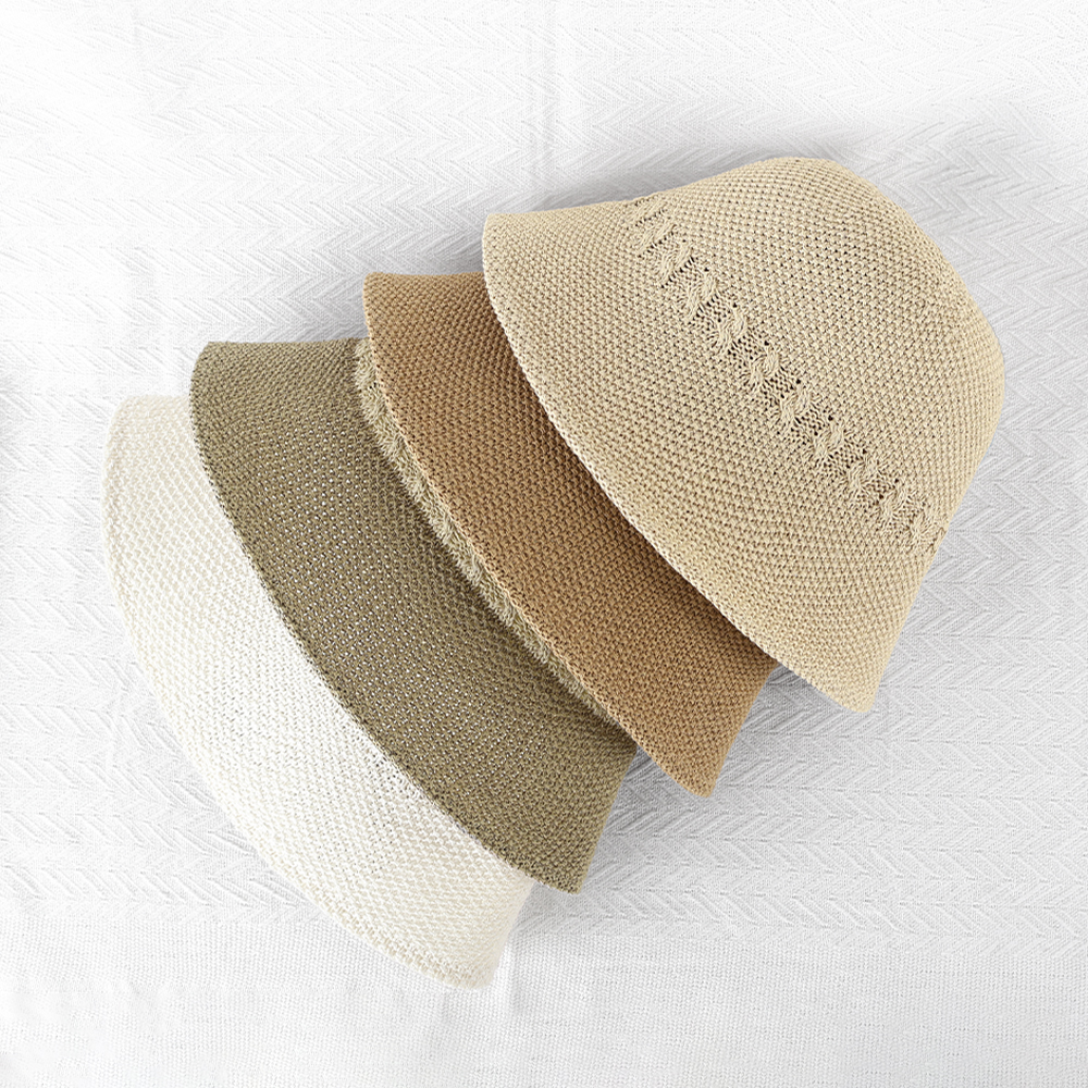 국내제작 시원한 여름 턱 끈 벙거지모자 뜨개 니트 지사모자 여성 버킷햇