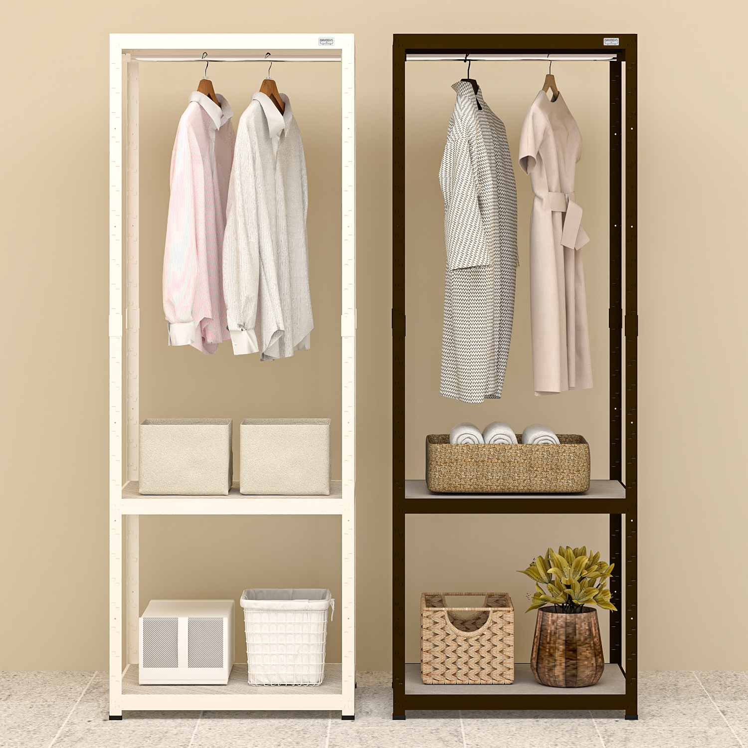 다요시스 심플 모던 시스템행거 철제 조립식 옷장 드래스룸 옷걸이 5005001500B3단