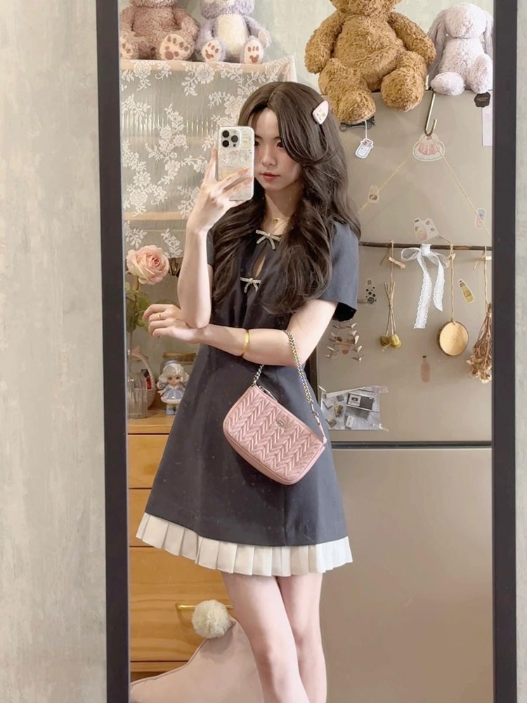 뉴진스 하니 원피스 그레이 패션위크 레이스 하객룩 의상 옷 패션 - 상세 이미지 3