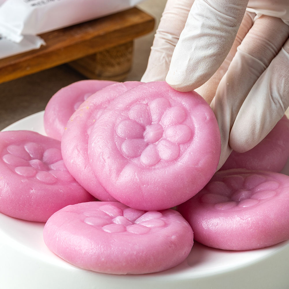 굳지않는떡 꽃송편 1상자 40g x 8봉 백년초 수제 떡도장 절편 송편 - 상세 이미지 4