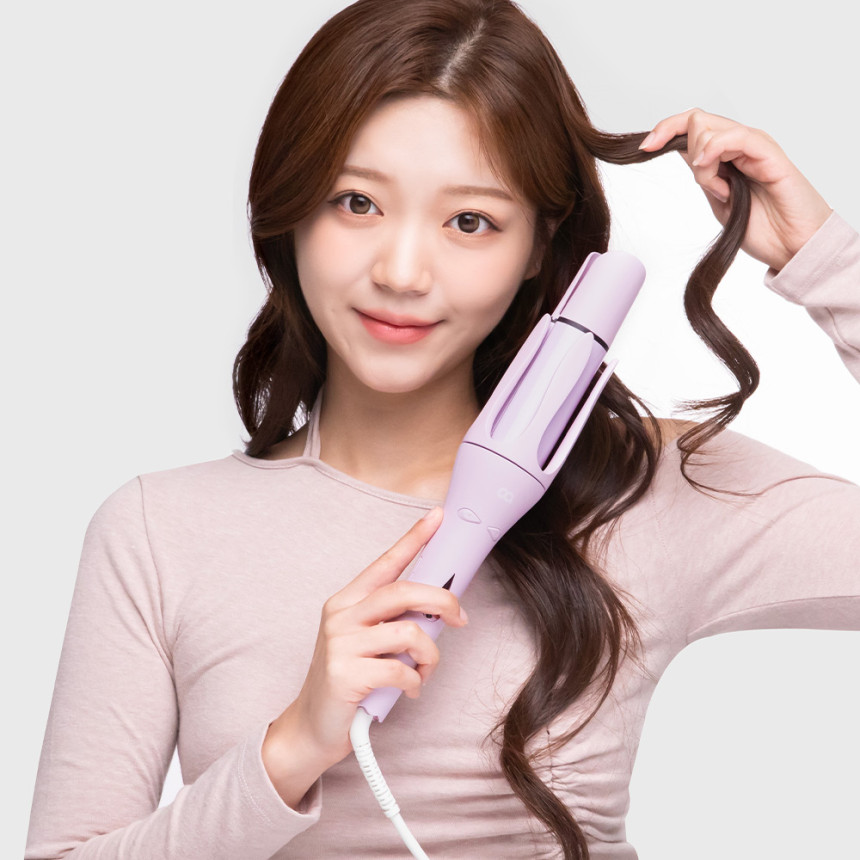 오아 오토 고데기 자동 회전 봉고데기 웨이브 아이롱 롤링 고대기 퍼플 사진 2