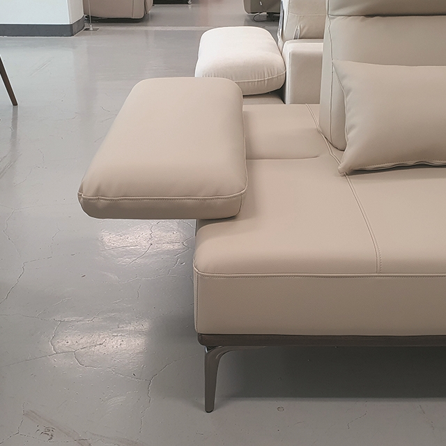 스코나 브로드 실리콘레더 애쉬원목 가죽 스윙 소파 스툴미포함, 라이트베이지, 4인용