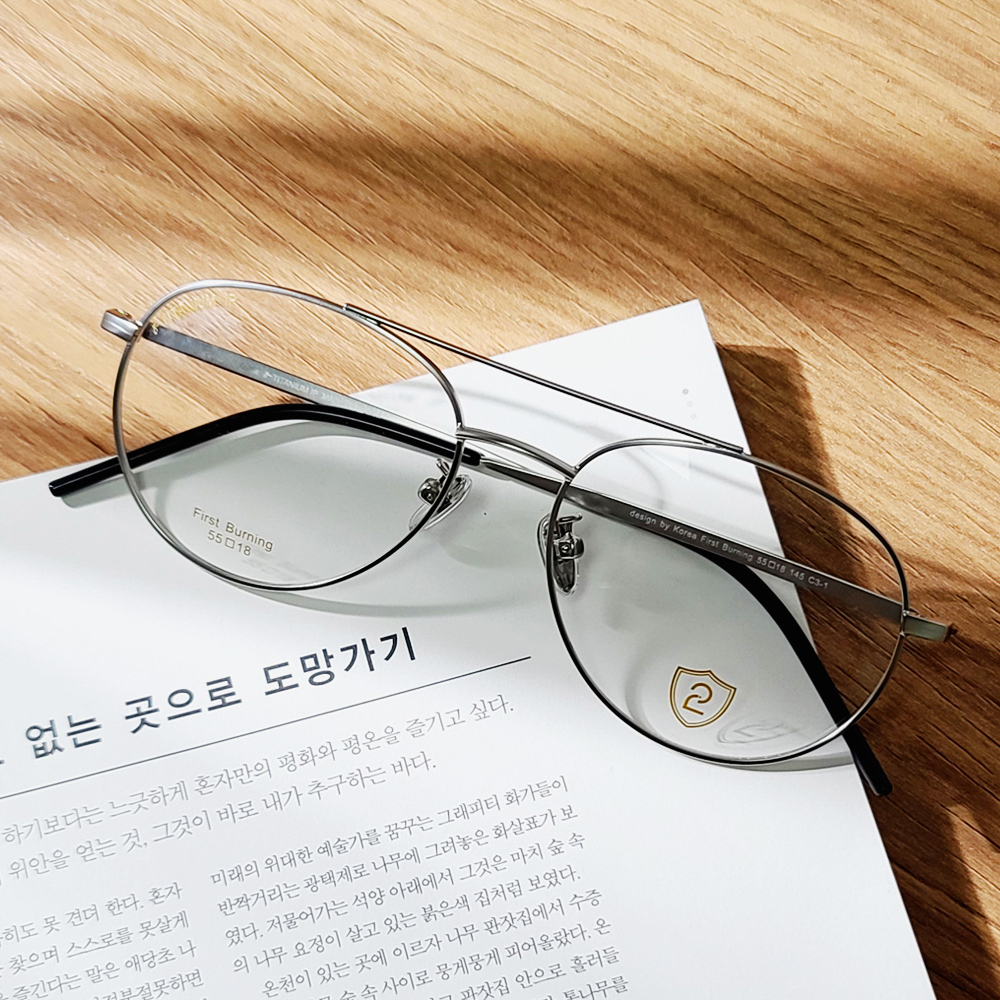 블루라이트차단 빈티지 투브릿지 보잉 티타늄 안경테 오버사이즈