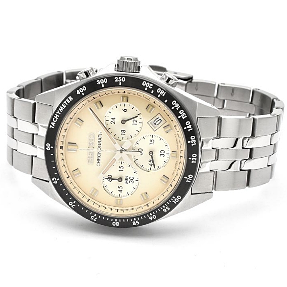 세이코 SEIKO 크로노그래프 빈티지 남자 손목 레이싱 시계 SBTR047 베이지 - 상세 이미지 4