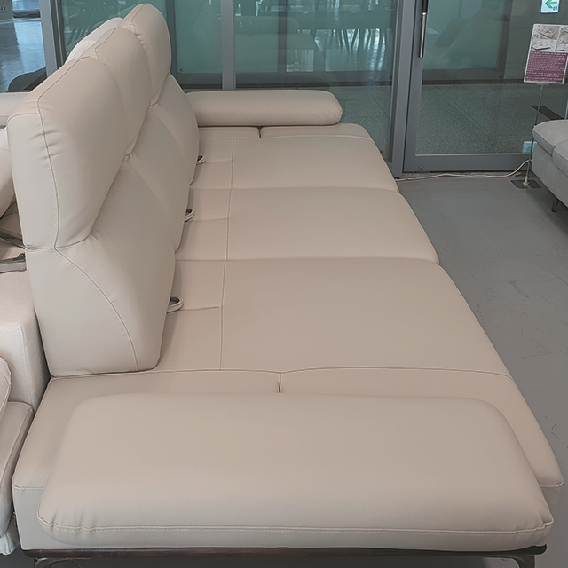 스코나 브로드 실리콘레더 애쉬원목 가죽 스윙 소파 스툴미포함, 라이트베이지, 4인용