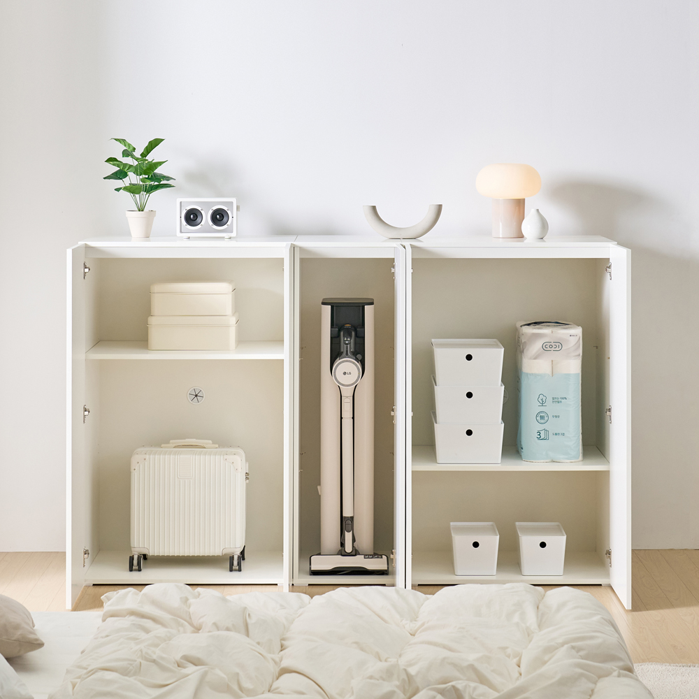 [와이드형] 조아 수납장 모듈 다용도 거실 베란다 (더 높은/일반형 800), 3단, 화이트