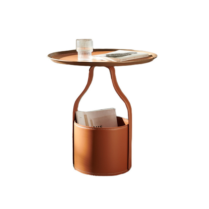 원형 철재 수납형 사이드테이블 소파협탁 티 테이블 다용도 보조 나무 선반