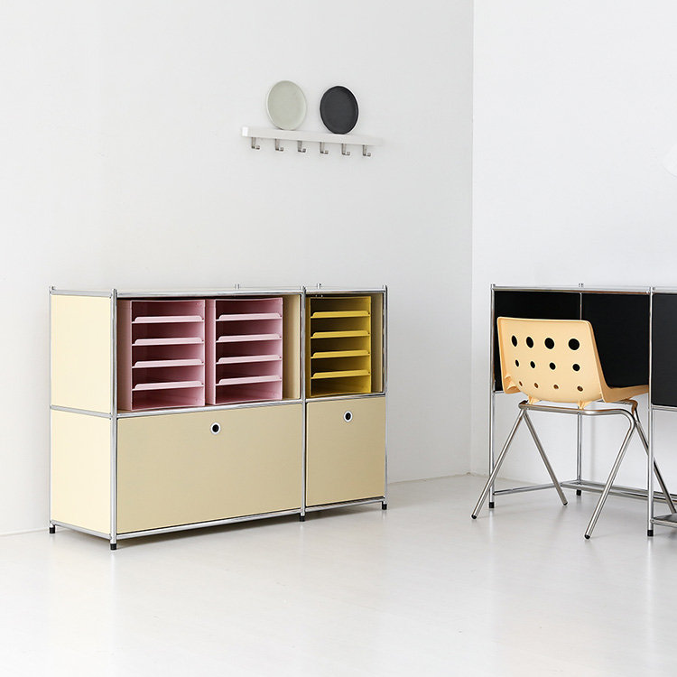 심플리 2x2 수납장 2문 BC616 1150mmx400mmx820mm, 2단, 솔리드베이지 0874.0516 - 상세 이미지 5
