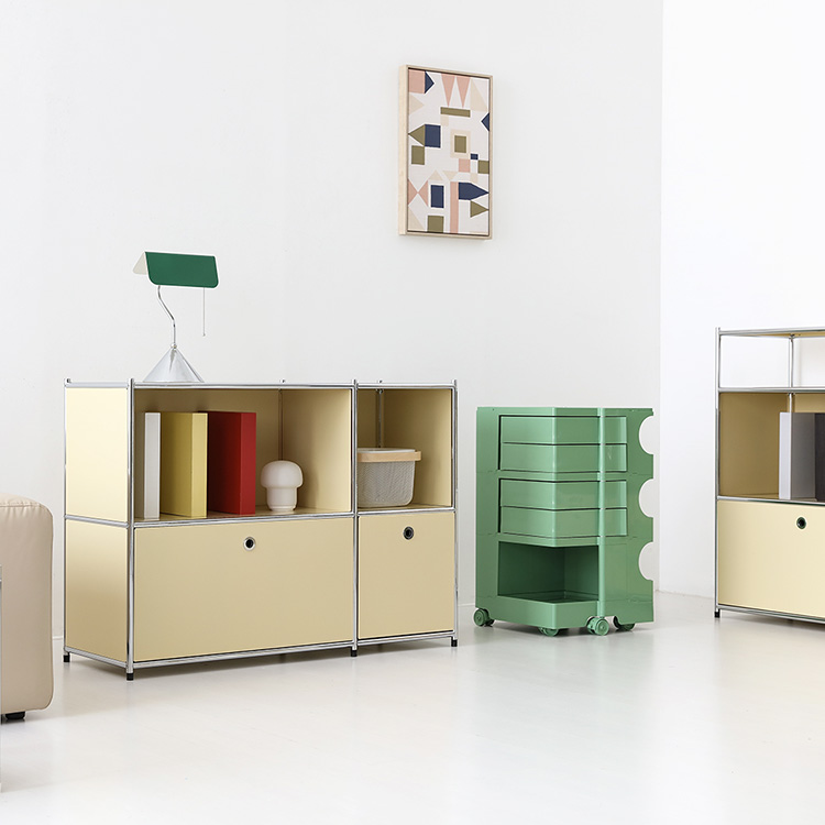 심플리 2x2 수납장 2문 BC616 1150mmx400mmx820mm, 2단, 솔리드베이지 0874.0516 - 상세 이미지 4