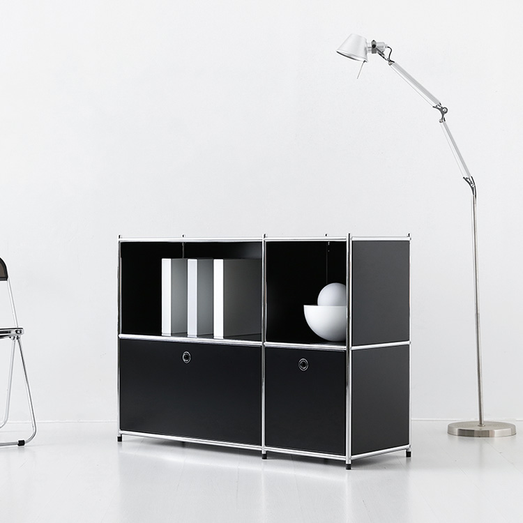 심플리 2x2 수납장 2문 BC616 1150mmx400mmx820mm, 2단, 매트블랙 3228.6293 - 상세 이미지 2