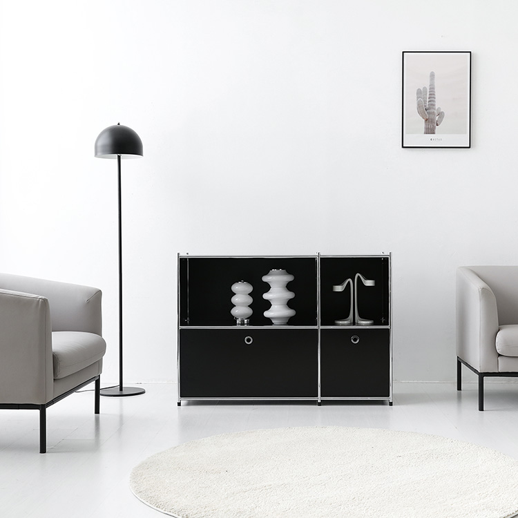 심플리 2x2 수납장 2문 BC616 1150mmx400mmx820mm, 2단, 매트블랙 3228.6293 - 상세 이미지 4