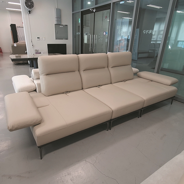 스코나 브로드 실리콘레더 애쉬원목 가죽 스윙 소파 스툴미포함, 라이트베이지, 4인용