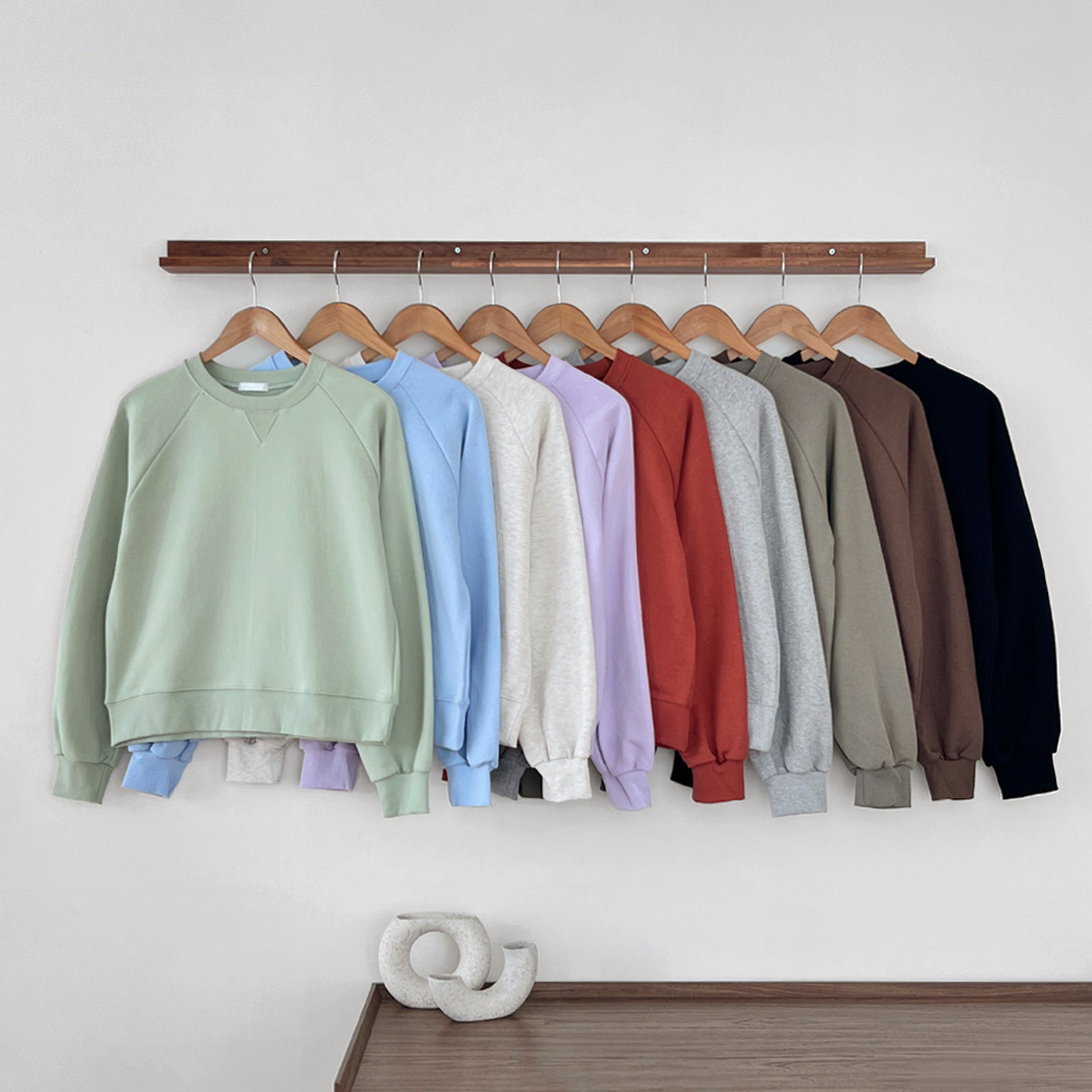 캐주얼 오버핏 여성 세미크롭맨투맨 여자 맨투맨 봄 우먼 티셔츠 코튼 라운드