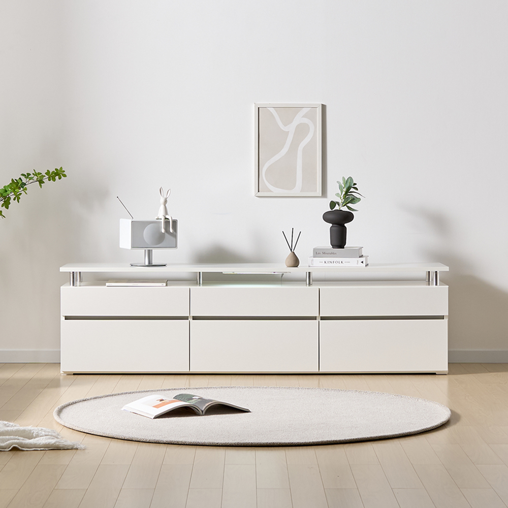 플로 거실장 1800 (상판형) 화이트 높은 티비다이 tv장 장식장