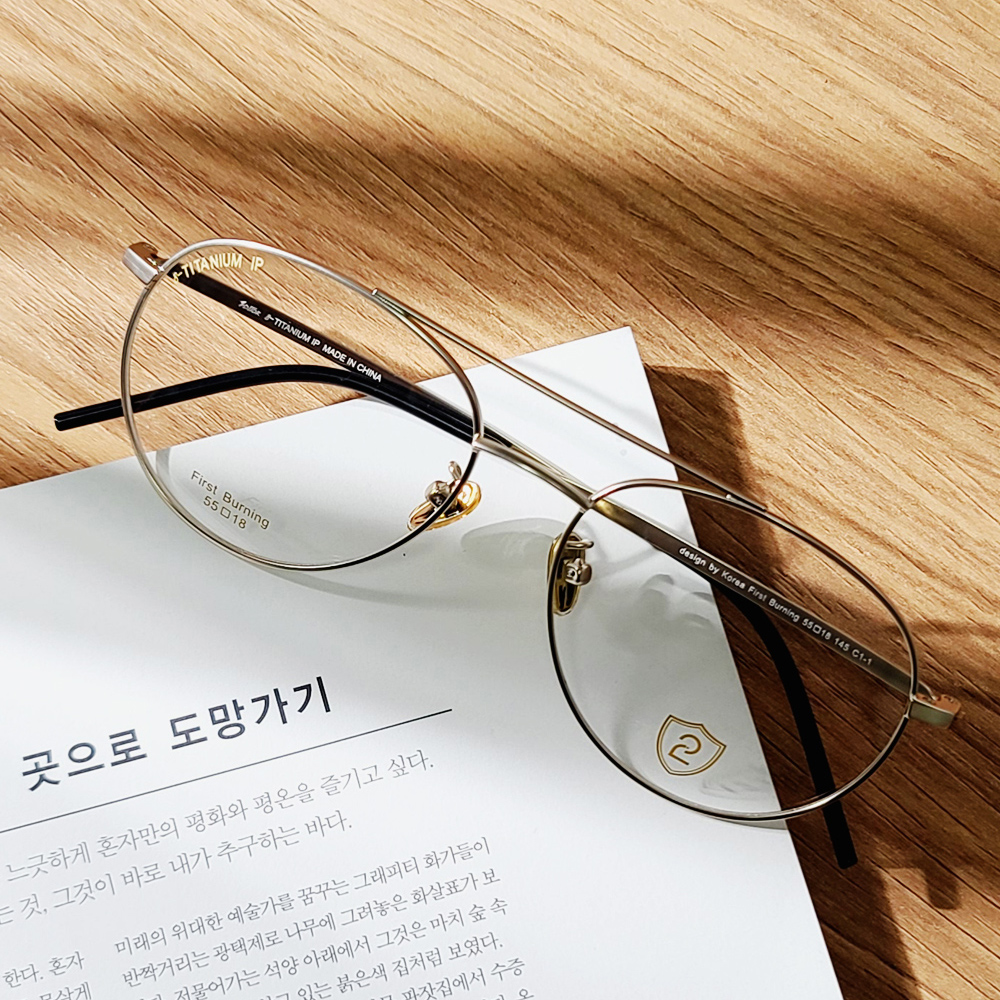 블루라이트차단 빈티지 투브릿지 보잉 티타늄 안경테 오버사이즈