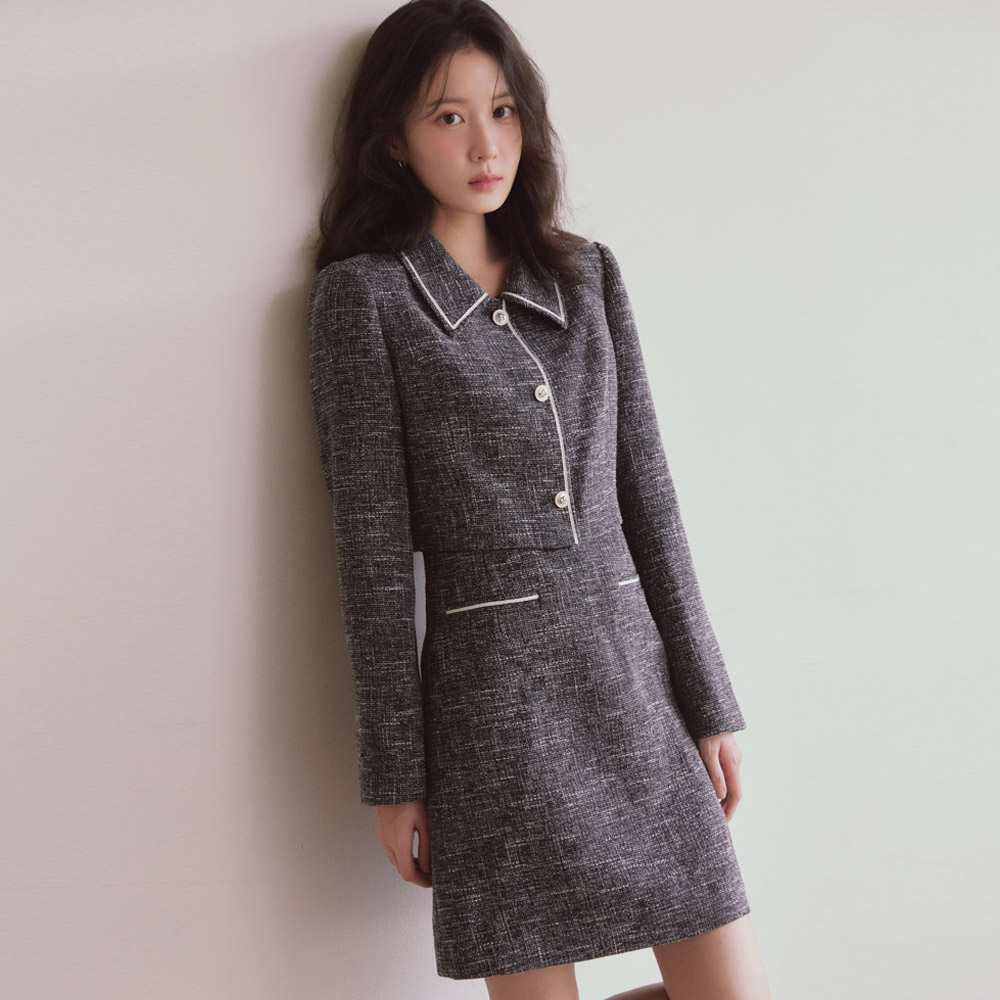 [역시즌 특가] [N배송] 로엠 카라 트위드 2in1 원피스 RMOWE49S99