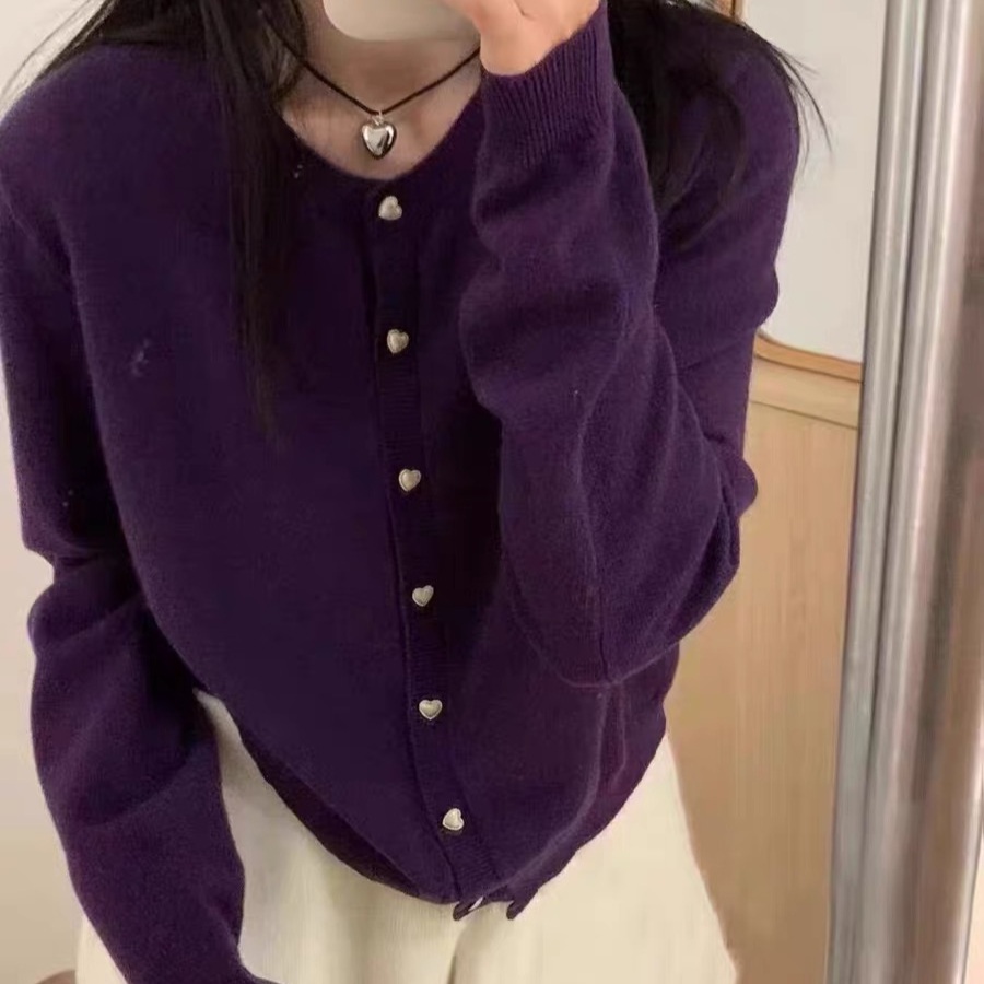 손해보기싫어서 4화 한지현 가디건 퍼플 남자연 가을 간절기 의상 옷 패션 - 메인 이미지