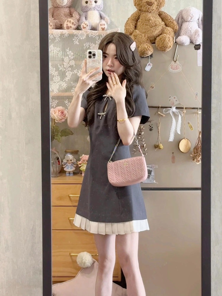 뉴진스 하니 원피스 그레이 패션위크 레이스 하객룩 의상 옷 패션 - 상세 이미지 5
