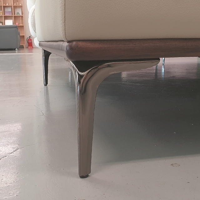 스코나 브로드 실리콘레더 애쉬원목 가죽 스윙 소파 스툴미포함, 라이트베이지, 4인용