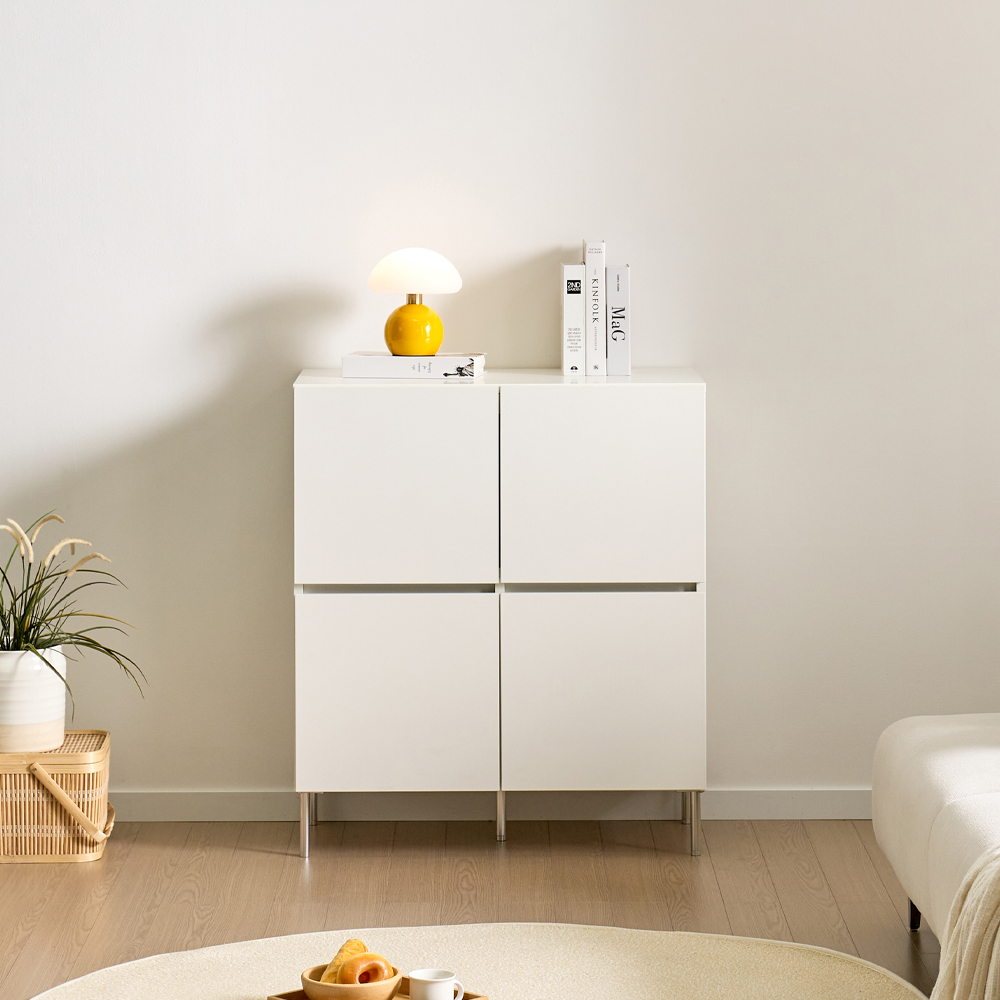 로아 수납장 2단 800 (다리형) 화이트 모듈 다용도 거실 베란다 맘마존