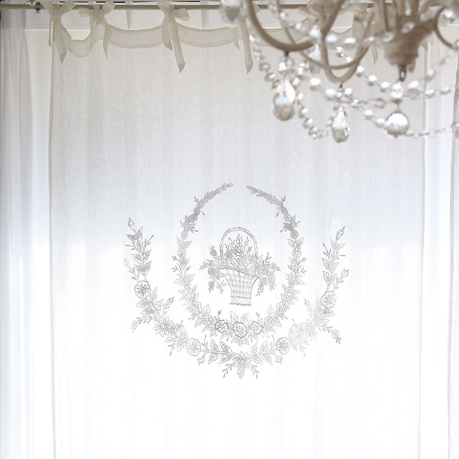 메종드파리 프렌치 자수커튼 플라워바스켓 (핑크)