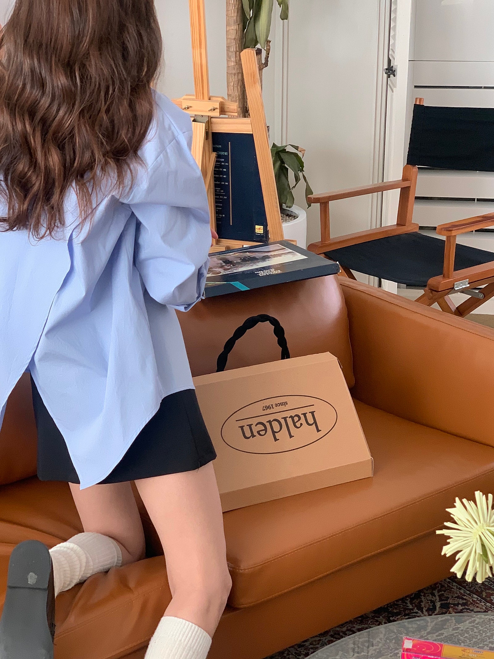 오버무드 여성 오버핏 뒤트임 랩 코튼 카라 베이직 언발 남방 긴팔 셔츠 6color