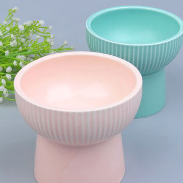 강아지 굽 높은 도자기 그릇 식기 고양이 애견 급식기 급수기 밥 물 세라믹 원목 식탁 수반