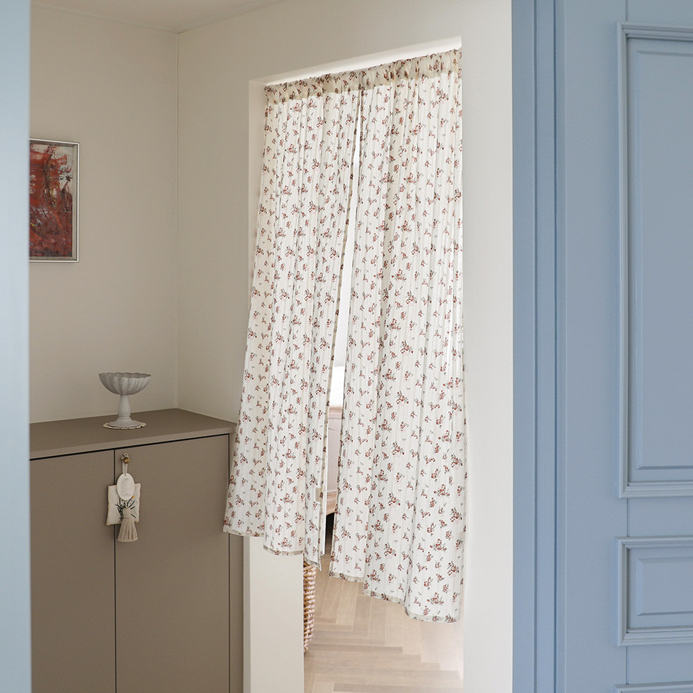 엘레나 워싱 순면 자수 창문 주방 중문 선반 문 가리개 바란스 커튼 A148x40cm