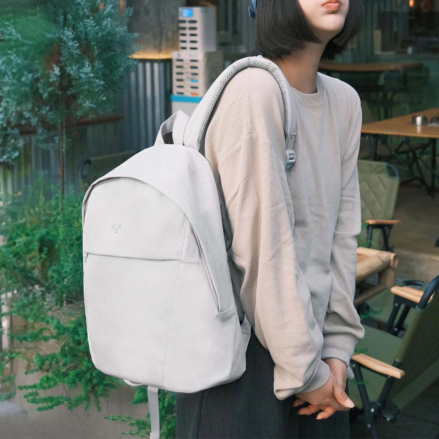 마흐 바이탈 백팩 남녀공용 일상 여행 학생 직장인 가벼운 가방 라이트그레이 - 상세 이미지 5