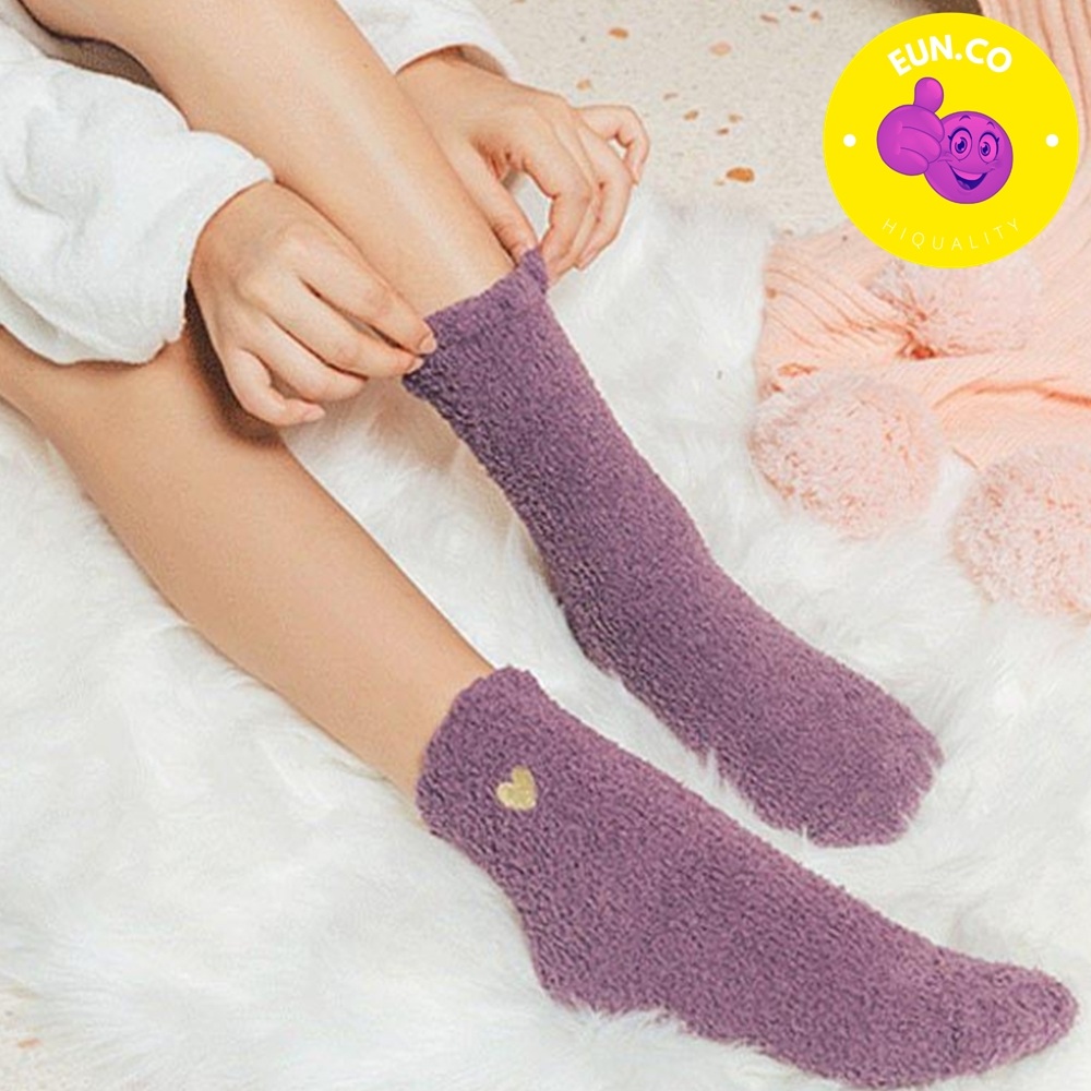캠핑 양말 파스텔 컬러 하트 자수 야외용 방한 삭스 - 메인 이미지