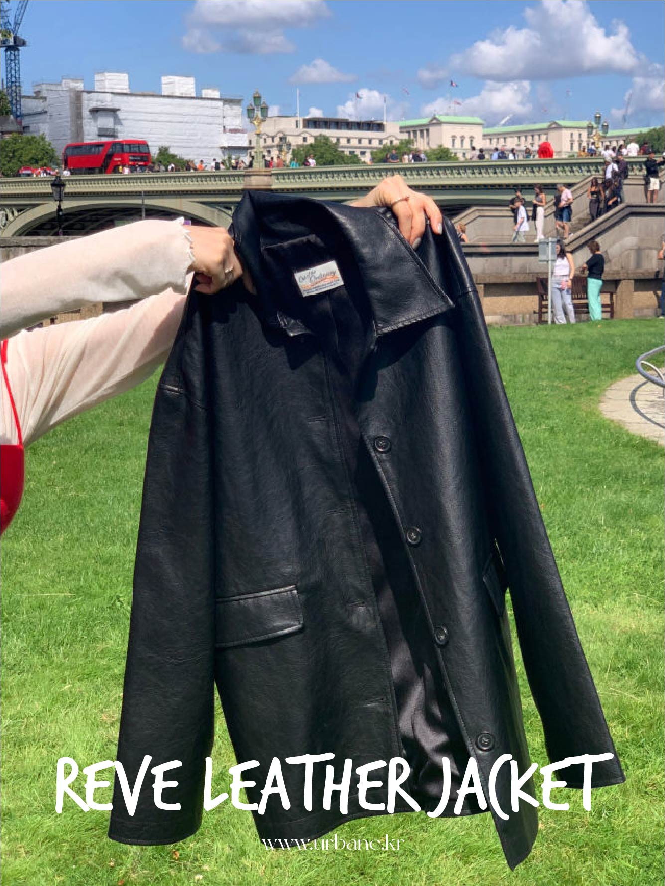 original]ルーズフィットブラックハーフレザージャケット