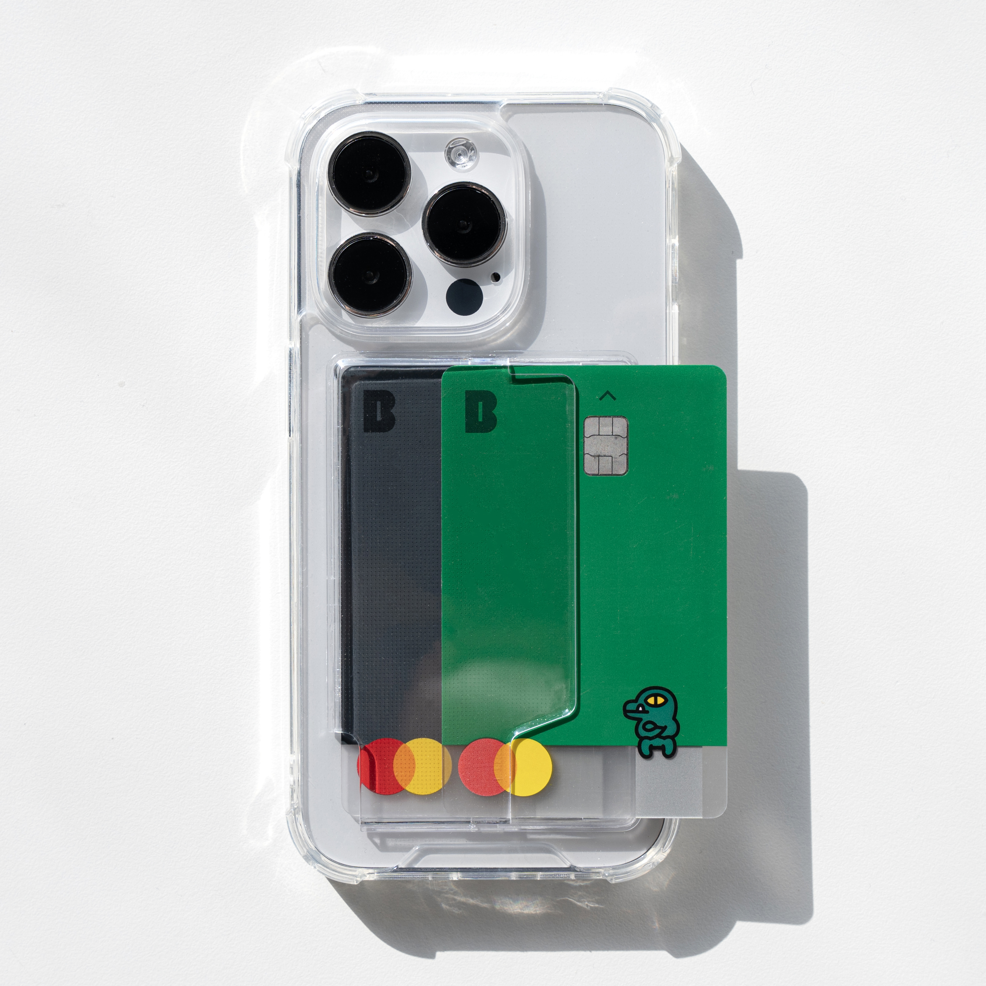 카드 2장 케이스 범퍼 투명, 아이폰15 프로