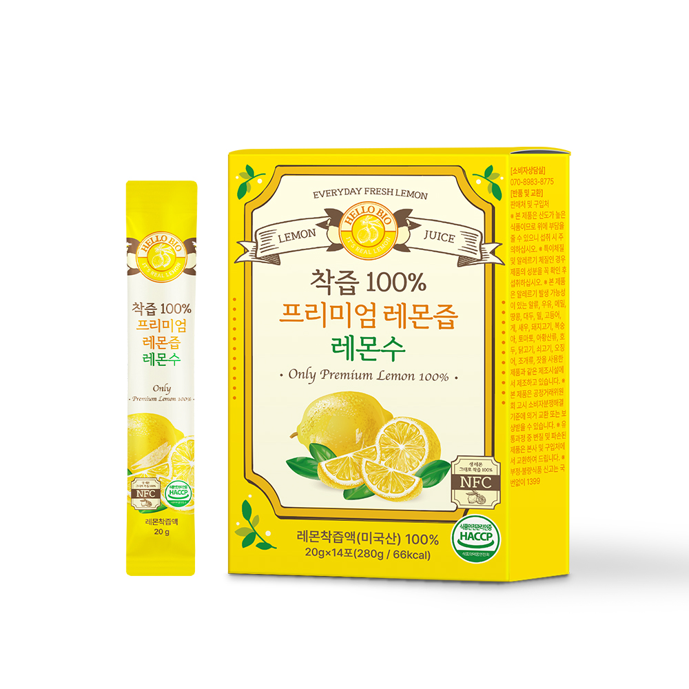 헬로바이오 착즙 100% 프리미엄 레몬즙 레몬수 280ml, 1개 - 메인 이미지
