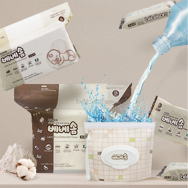 베베솜 대용량 건티슈 무표백 순면 360매