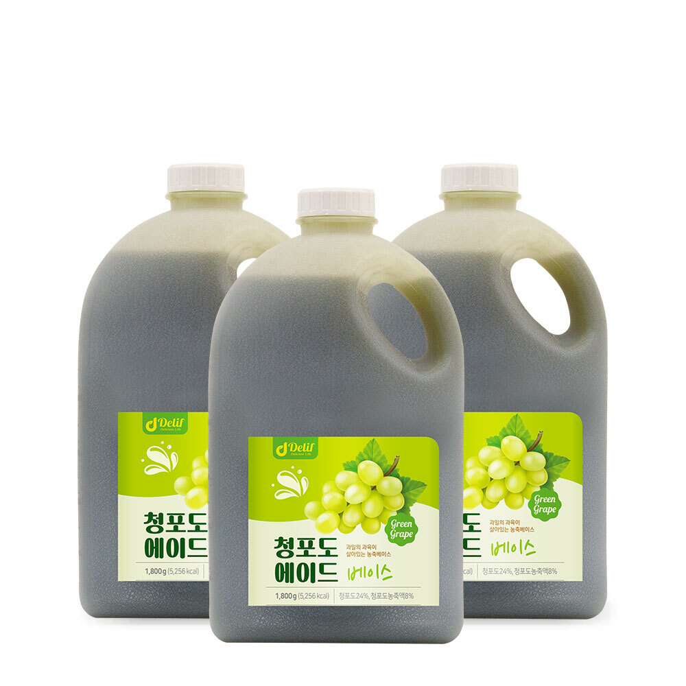 딜리프 청포도 리얼에이드 대용량 업소용 베이스 1.8kg 하이볼 홈카페 3개 : 커피디바인