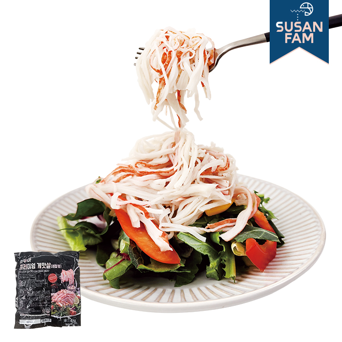 크래미 게맛살 1kg 세절형 샐러드 맛살 아쿠아 프리미엄 캘리포니아롤 (국내가공) - 상품 이미지