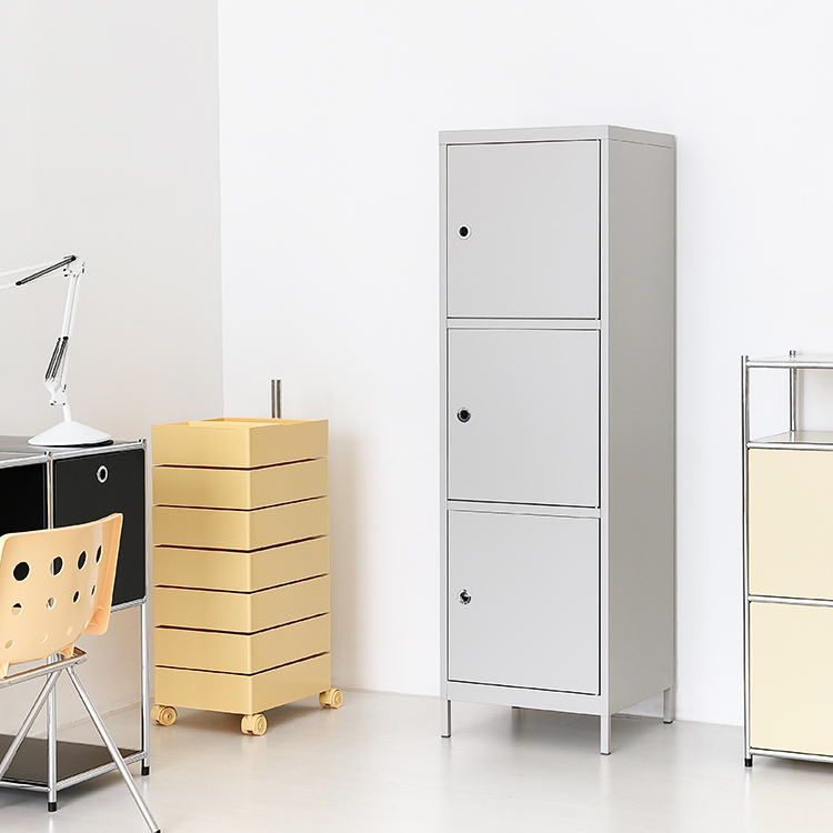 MKB 캐비넷 3문 수납장 479x457x1594mm, 3단, 라이트그레이 3643.4705 - 상세 이미지 2