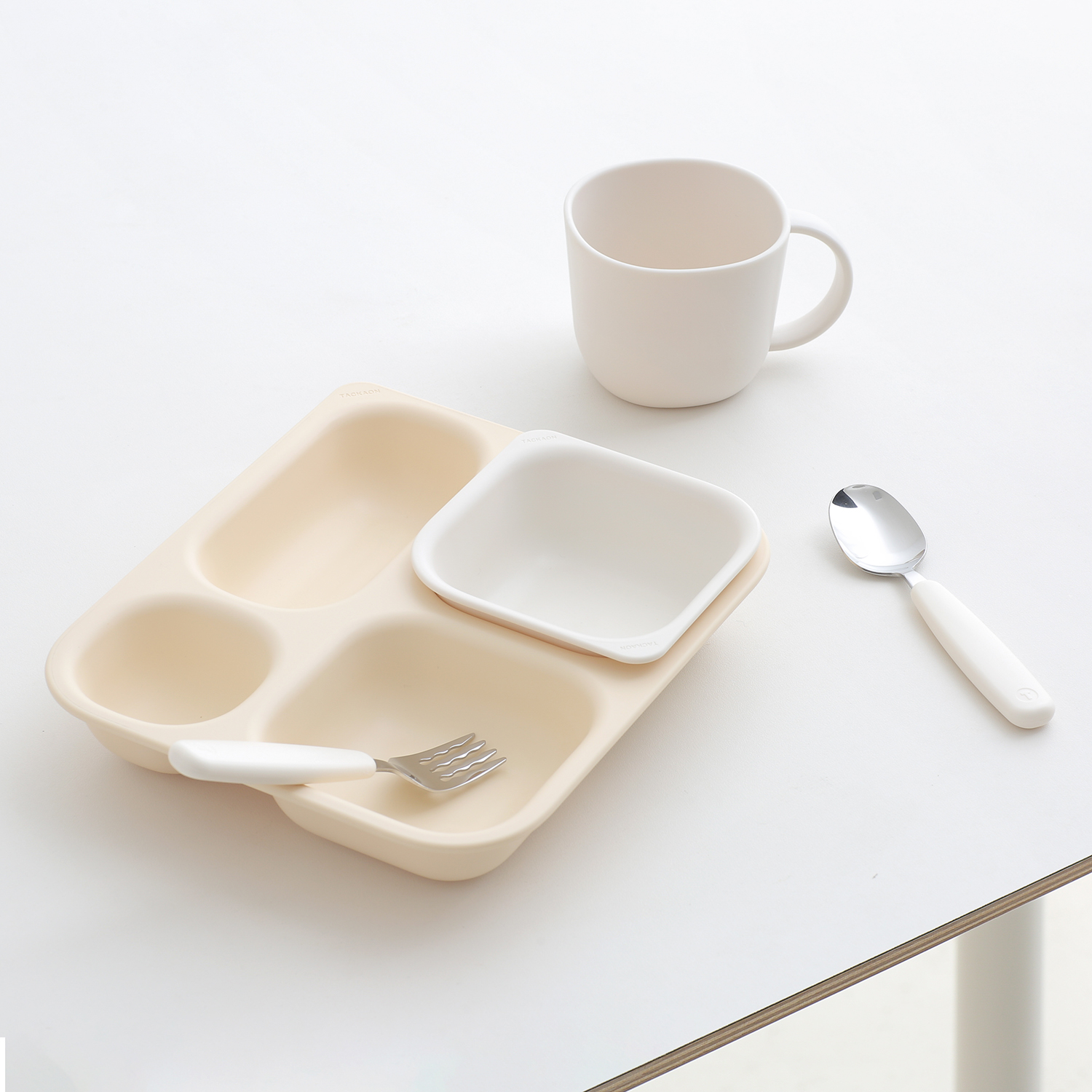 유아 식판 식기 탁가온 네모 깊은 4구식판+전용 볼 미끌림방지 아기 유아 어린이 유치원 어린이집