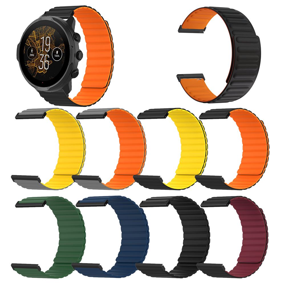 순토 9피크 마그네틱 스트랩 실리콘 투컬러 밴드 블랙 suunto9/suunto7 - 상품 이미지